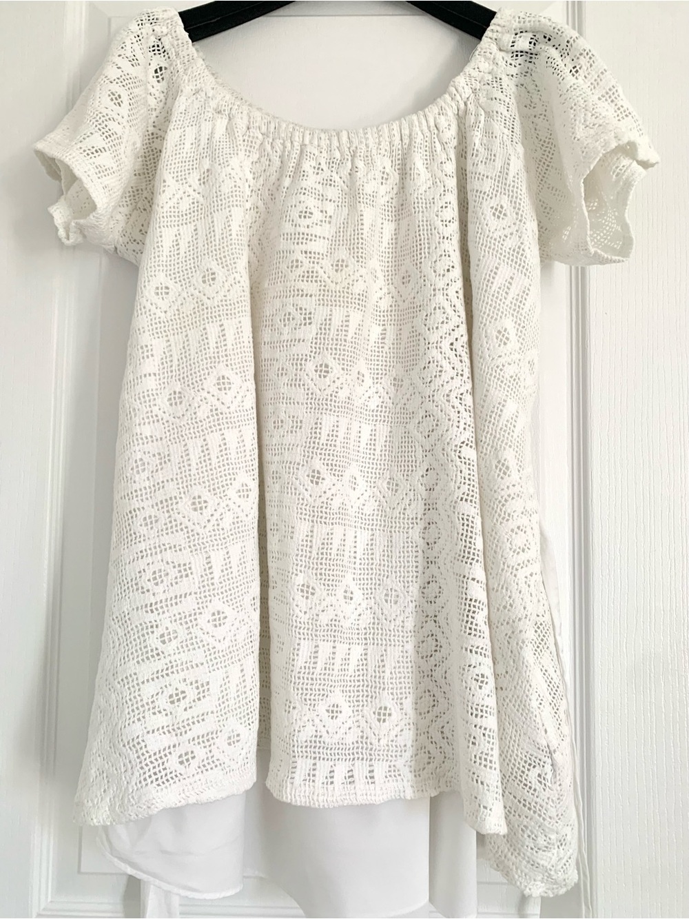 Banana Republic Off-Shoulder White Lace Mini Dress - Picture 3 of 10